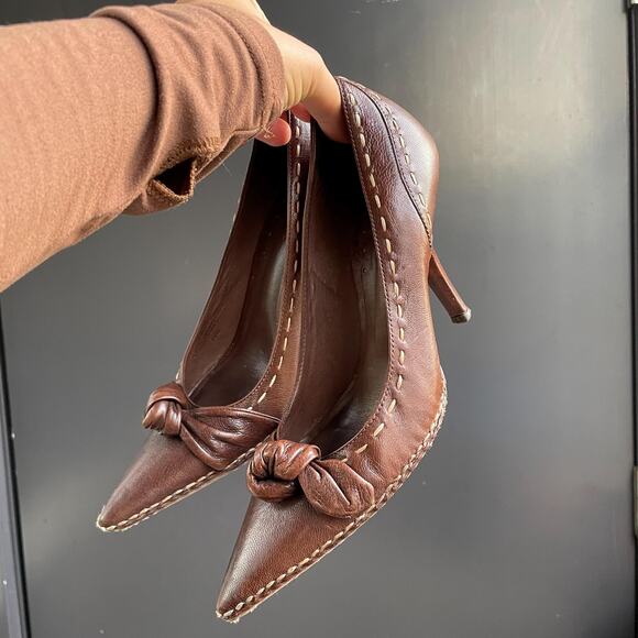 y2k vintage 00's brown leather high heels vince camuto it girl | size 7.5 - Picture 4 of 7